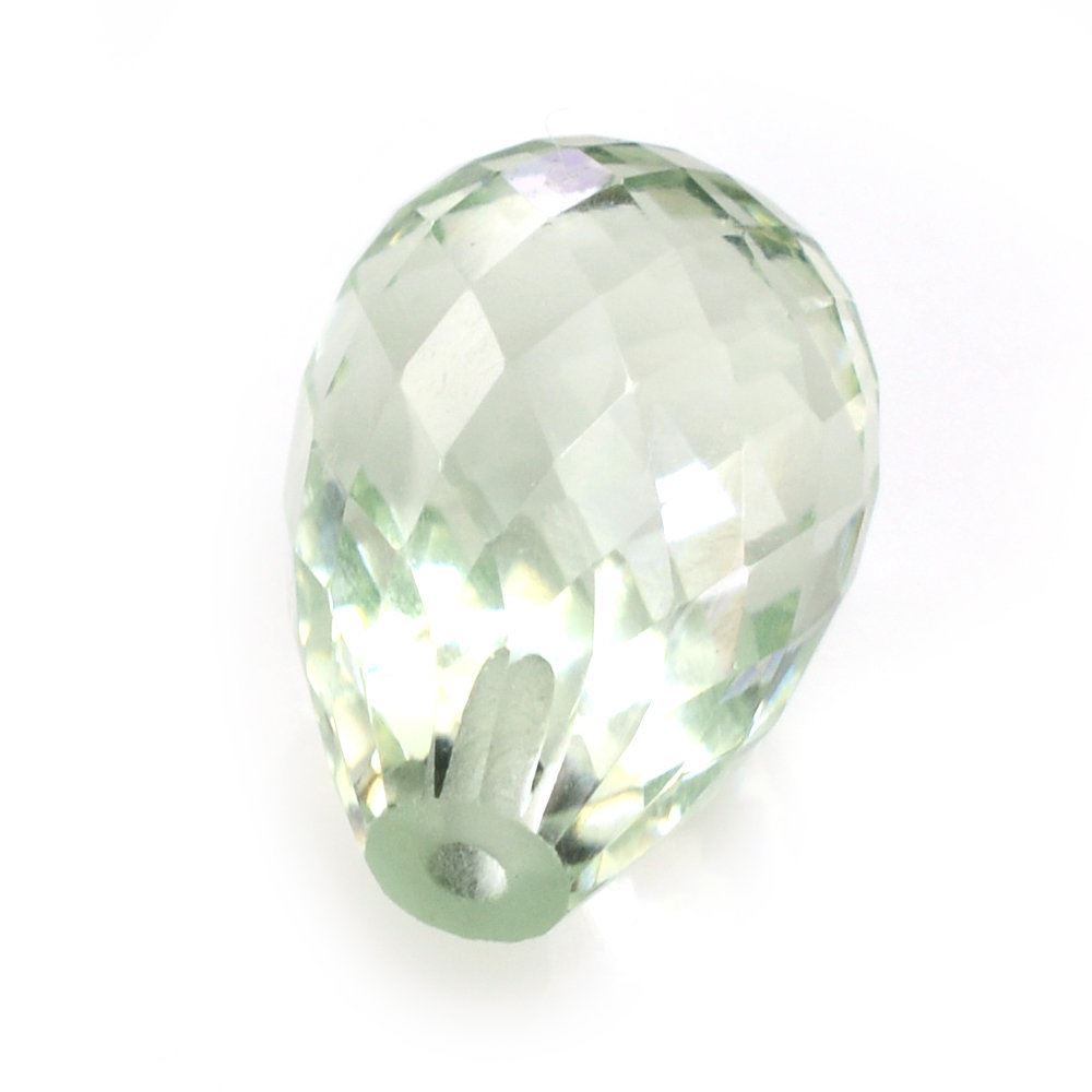 GREEN AMETHYST FACETED DROPS (HALF DRILL) 12X8MM 5.37 Cts.