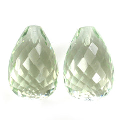 GREEN AMETHYST FACETED DROPS (HALF DRILL) 12X8MM 5.37 Cts.