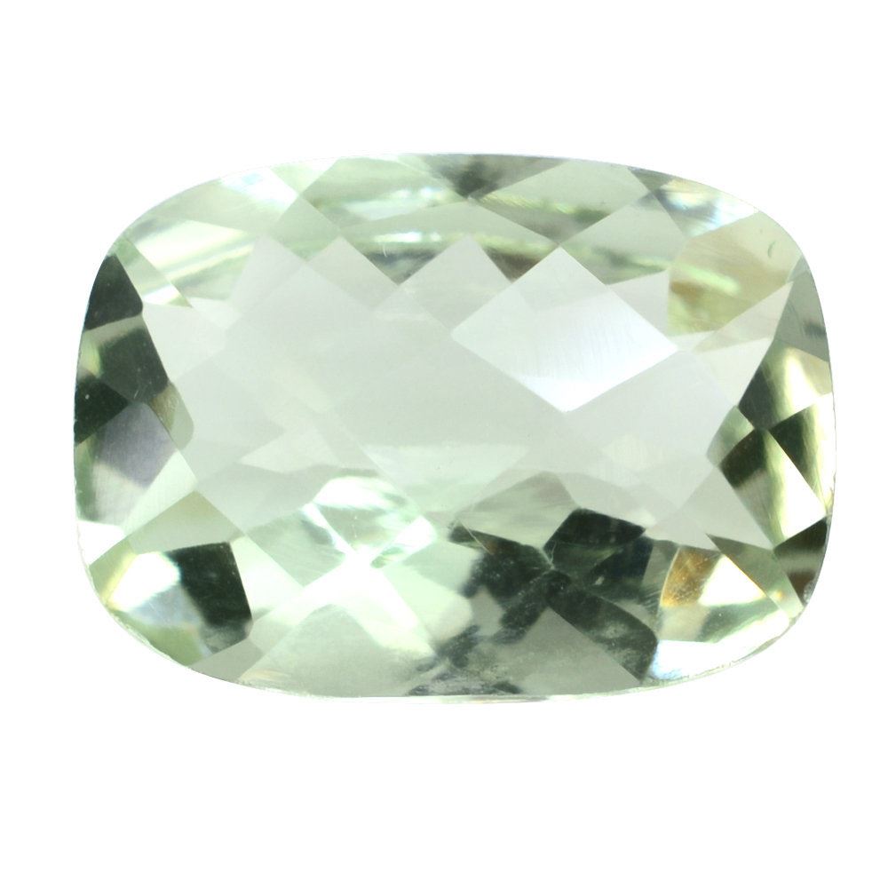 GREEN AMETHYST CHECKER CUT CUSHION 14X10MM 5.50 Cts.
