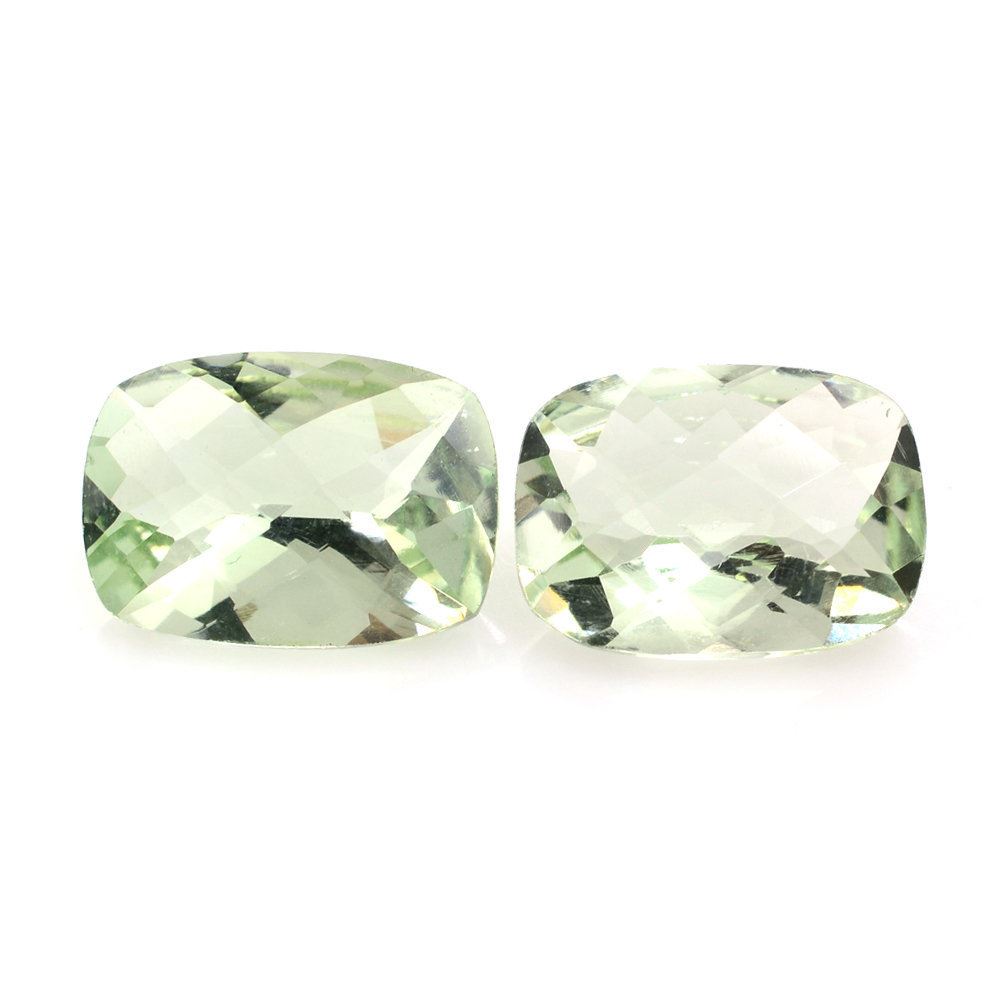 GREEN AMETHYST CHECKER CUT CUSHION 14X10MM 5.50 Cts.