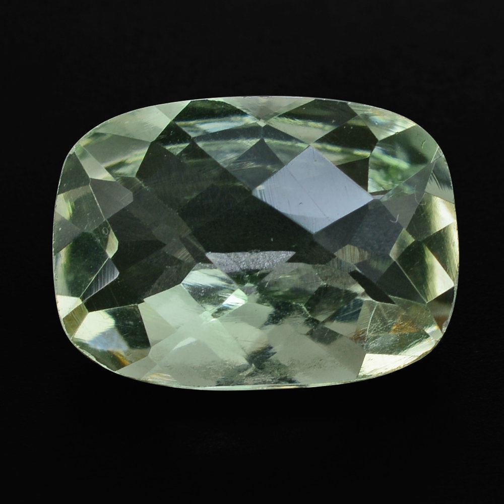 GREEN AMETHYST CHECKER CUT CUSHION 14X10MM 5.50 Cts.