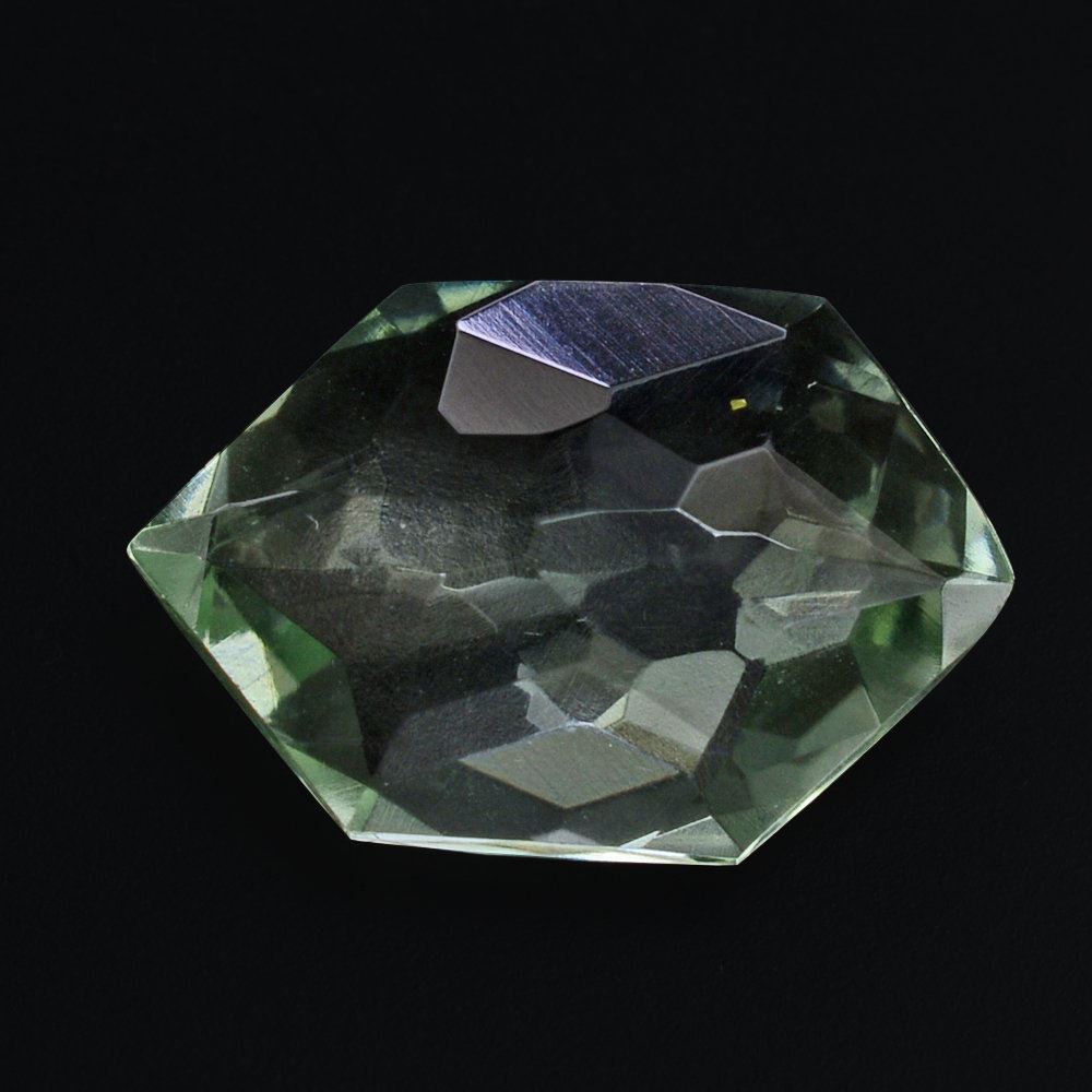 GREEN AMETHYST IRREGULAR CUT BRIOLETTE HEXAGON (SPECIAL/CLEAN) 16X10.50MM 4.69 Cts.