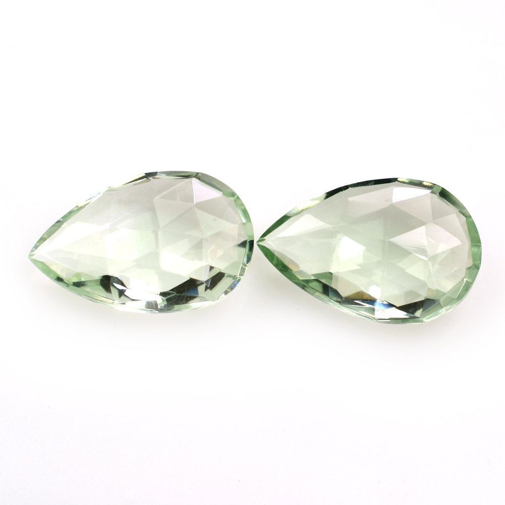 GREEN AMETHYST ROSE CUT BRIOLETTE PEAR 15X10MM 4.31 Cts.