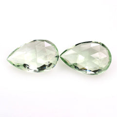 GREEN AMETHYST ROSE CUT BRIOLETTE PEAR 15X10MM 4.31 Cts.