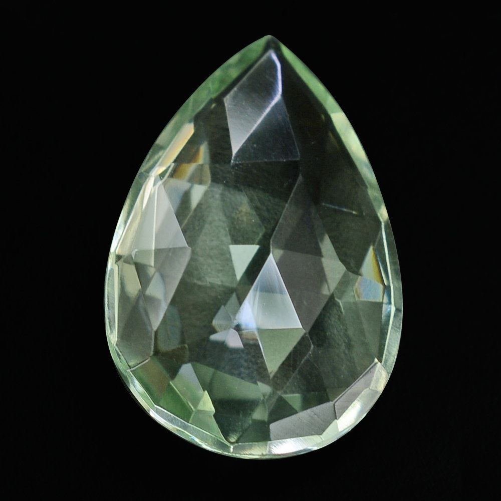 GREEN AMETHYST ROSE CUT BRIOLETTE PEAR 15X10MM 4.31 Cts.