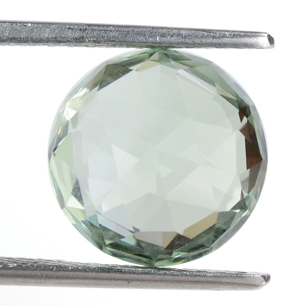 GREEN AMETHYST HIGH DOME ROSE CUT BRIOLETTE ROUND 12MM 7.71 Cts.