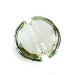 GREEN AMETHYST LENTIL ROUND WITH CARVED BELT (DES#25) 9MM 2.35 Cts.