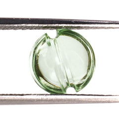GREEN AMETHYST LENTIL ROUND WITH CARVED BELT (DES#25) 9MM 2.35 Cts.