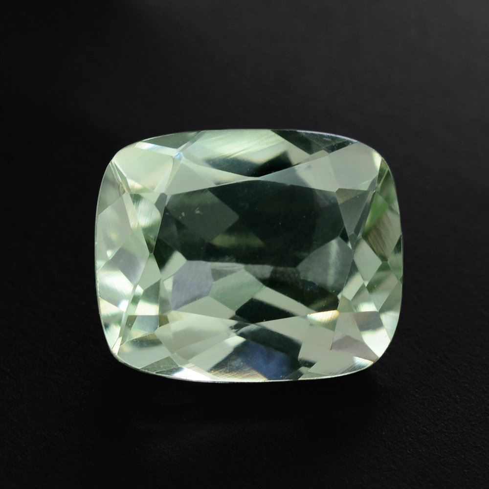 GREEN AMETHYST CUT CUSHION 11X9MM 3.82 Cts.
