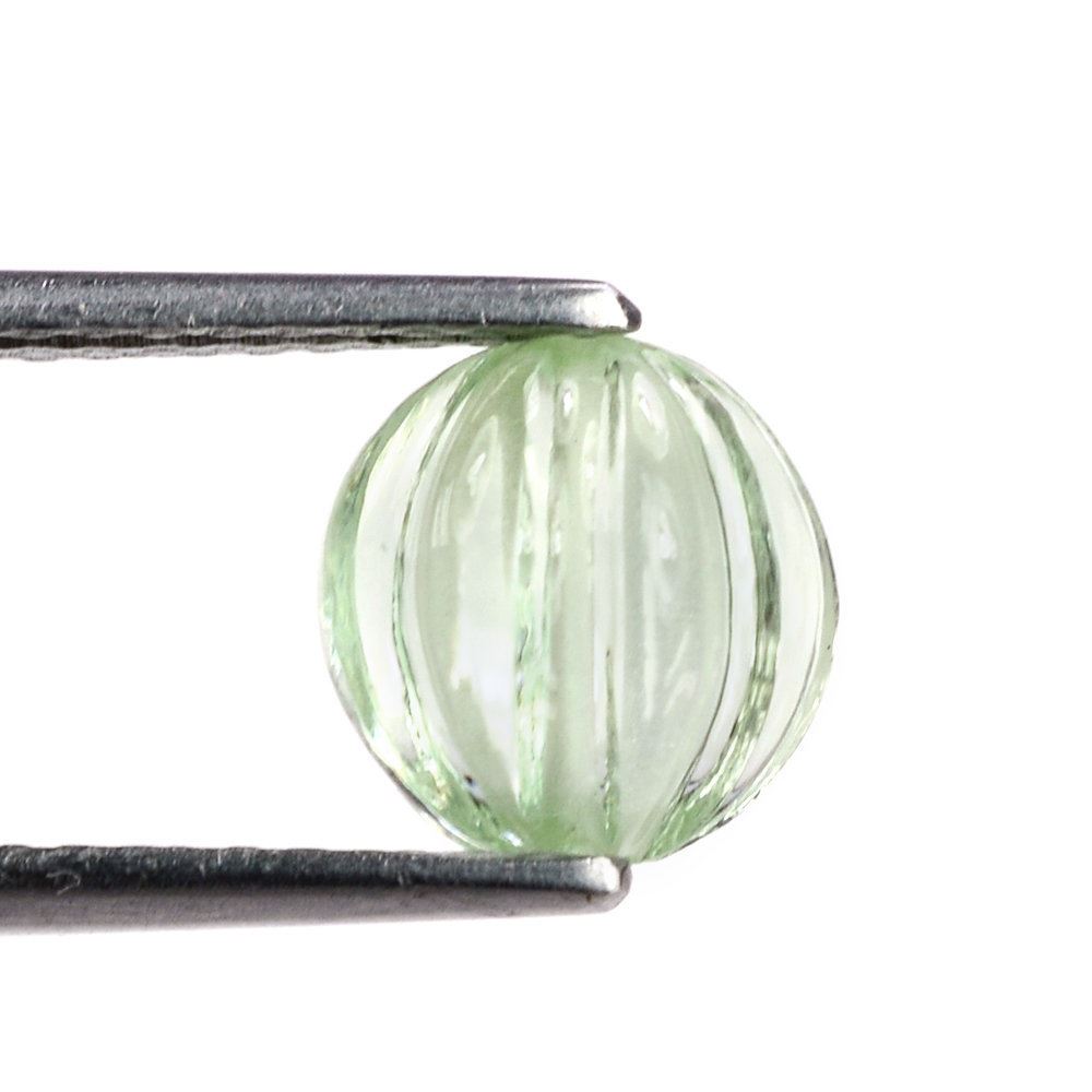 GREEN AMETHYST MELON CARVED BALLS (FULL DRILL) (SUPER EXTRA) (DES#69) 9MM 4.03 Cts.