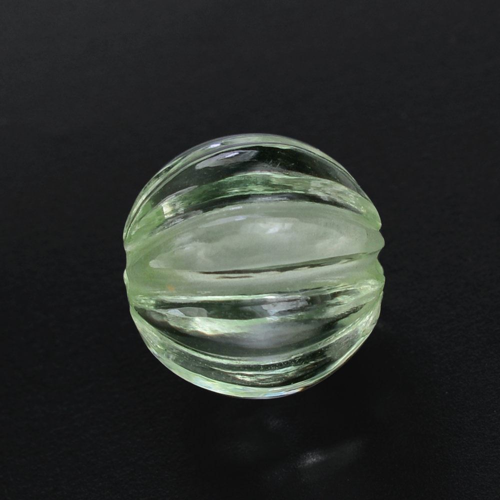 GREEN AMETHYST MELON CARVED BALLS (FULL DRILL) (SUPER EXTRA) (DES#69) 9MM 4.03 Cts.