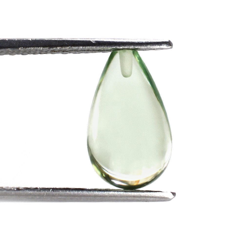 GREEN AMETHYST PLAIN DROPS (HALF DRILL) 13X8MM 5.45 Cts.