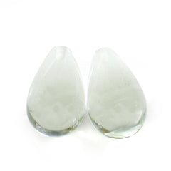 GREEN AMETHYST PLAIN DROPS (HALF DRILL) 13X8MM 5.45 Cts.