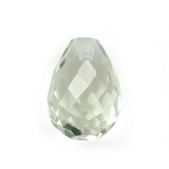 GREEN AMETHYST FACETED DROPS (HALF DRILL) 10X7MM 3.38 Cts.