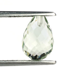 GREEN AMETHYST FACETED DROPS (HALF DRILL) 10X7MM 3.38 Cts.