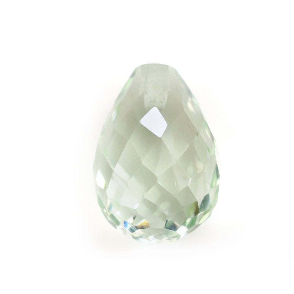 GREEN AMETHYST FACETED DROPS (HALF DRILL) 10X7MM 3.29 Cts.
