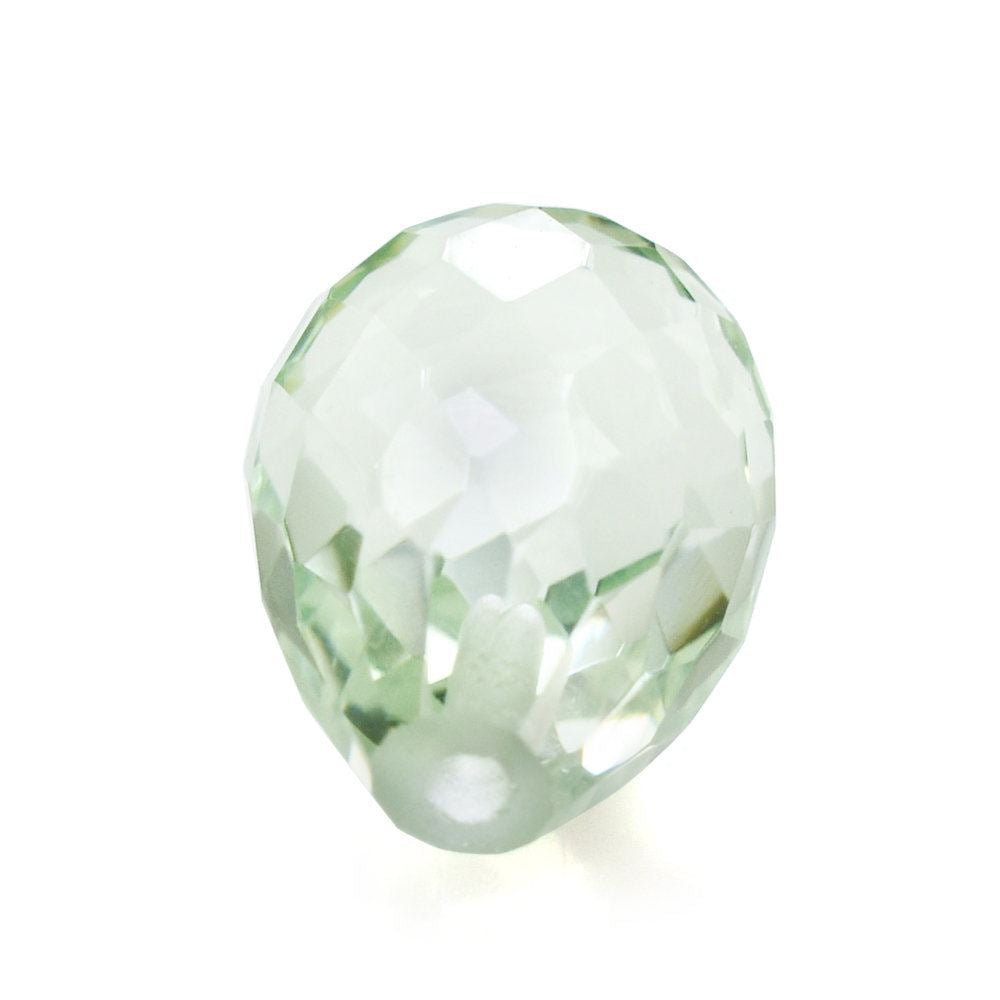 GREEN AMETHYST FACETED DROPS (HALF DRILL) 10X7MM 3.29 Cts.