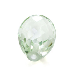 GREEN AMETHYST FACETED DROPS (HALF DRILL) 10X7MM 3.29 Cts.