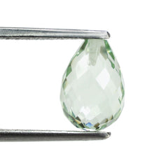 GREEN AMETHYST FACETED DROPS (HALF DRILL) 10X7MM 3.29 Cts.