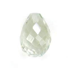GREEN AMETHYST FACETED DROPS (HALF DRILL) 10X7MM 3.50 Cts.