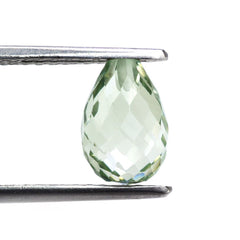 GREEN AMETHYST FACETED DROPS (HALF DRILL) 10X7MM 3.50 Cts.