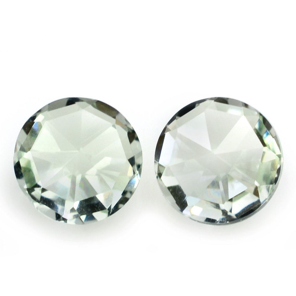 GREEN AMETHYST ROSE CUT BRIOLETTE ROUND 6MM 0.81 Cts.