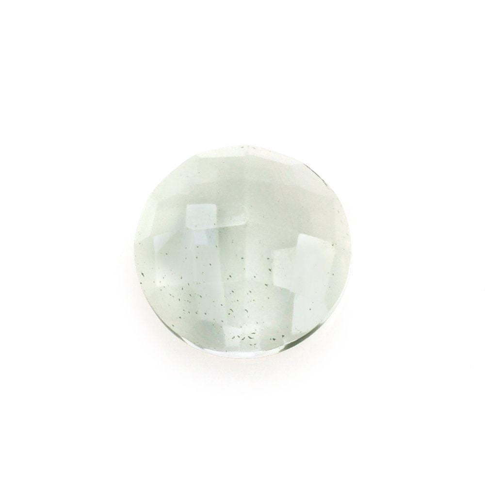 GREEN AMETHYST CHECKER CUT ROUND CAB 6MM 0.73 Cts.