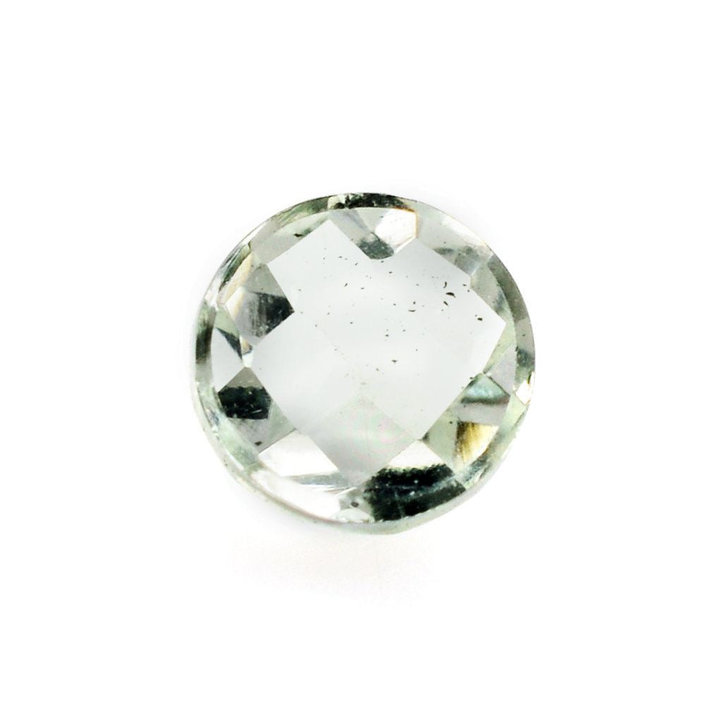 GREEN AMETHYST CHECKER CUT ROUND CAB 6MM 0.73 Cts.