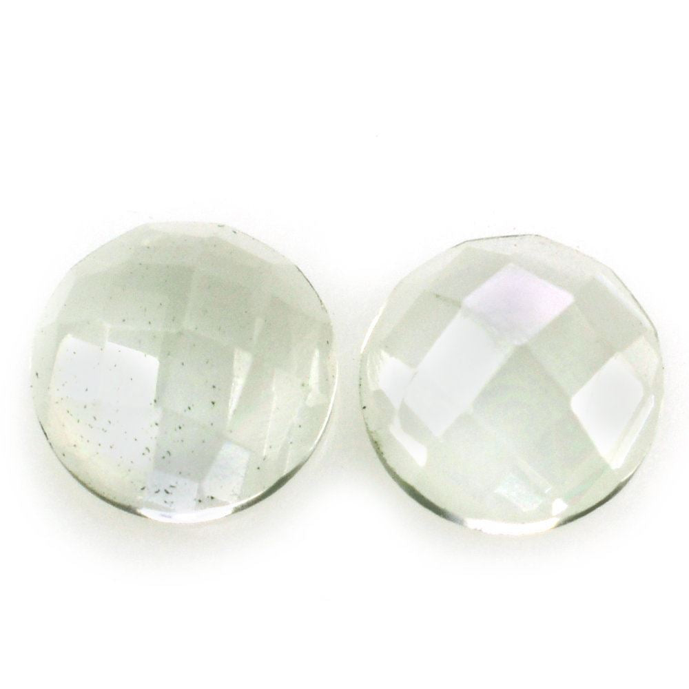 GREEN AMETHYST CHECKER CUT ROUND CAB 6MM 0.73 Cts.