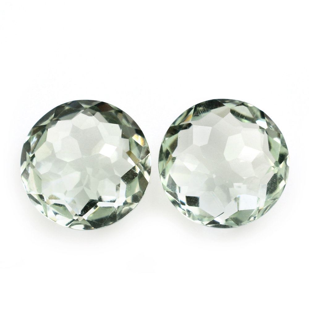 GREEN AMETHYST IRREGULAR FACT BRIOLETTE ROUND 6MM 0.80 Cts.