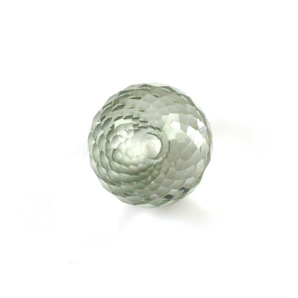 GREEN AMETHYST FACETED BALLS (HALF DRILL) 8MM 3.78 Cts.