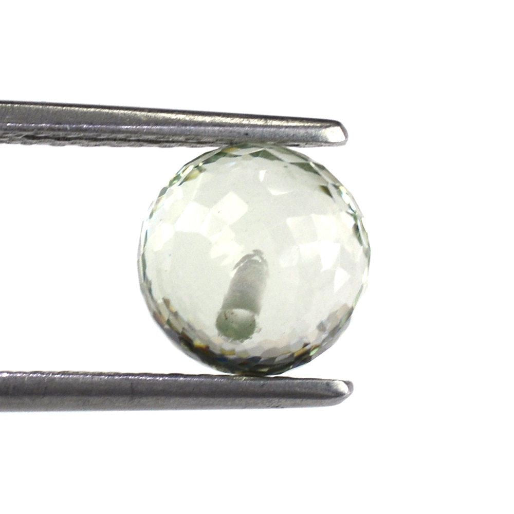 GREEN AMETHYST FACETED BALLS (HALF DRILL) 8MM 3.78 Cts.