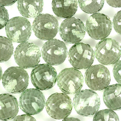 GREEN AMETHYST FACETED BALLS (HALF DRILL) 8MM 3.78 Cts.
