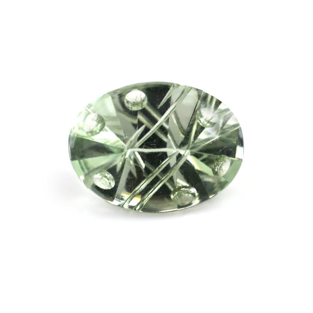 GREEN AMETHYST FLAT BUFFTOP SUPER BUBBLE OVAL 16X12MM 7.13 Cts.