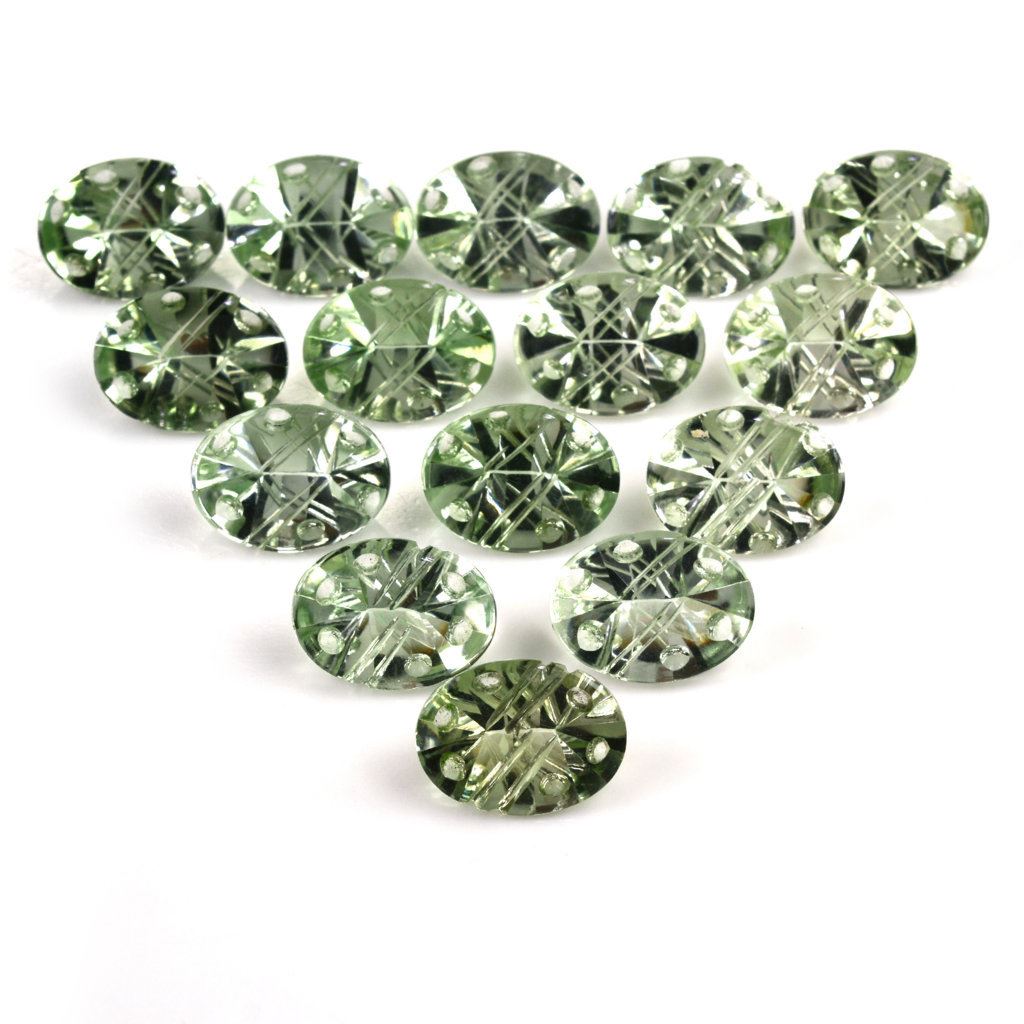 GREEN AMETHYST FLAT BUFFTOP SUPER BUBBLE OVAL 16X12MM 7.13 Cts.