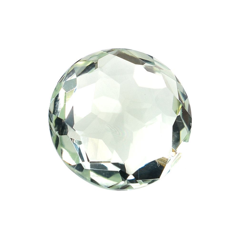 GREEN AMETHYST IRREGULAR CUT BRIOLETTE ROUND (C-1/CLEAN) 10.00MM 3.25 Cts.