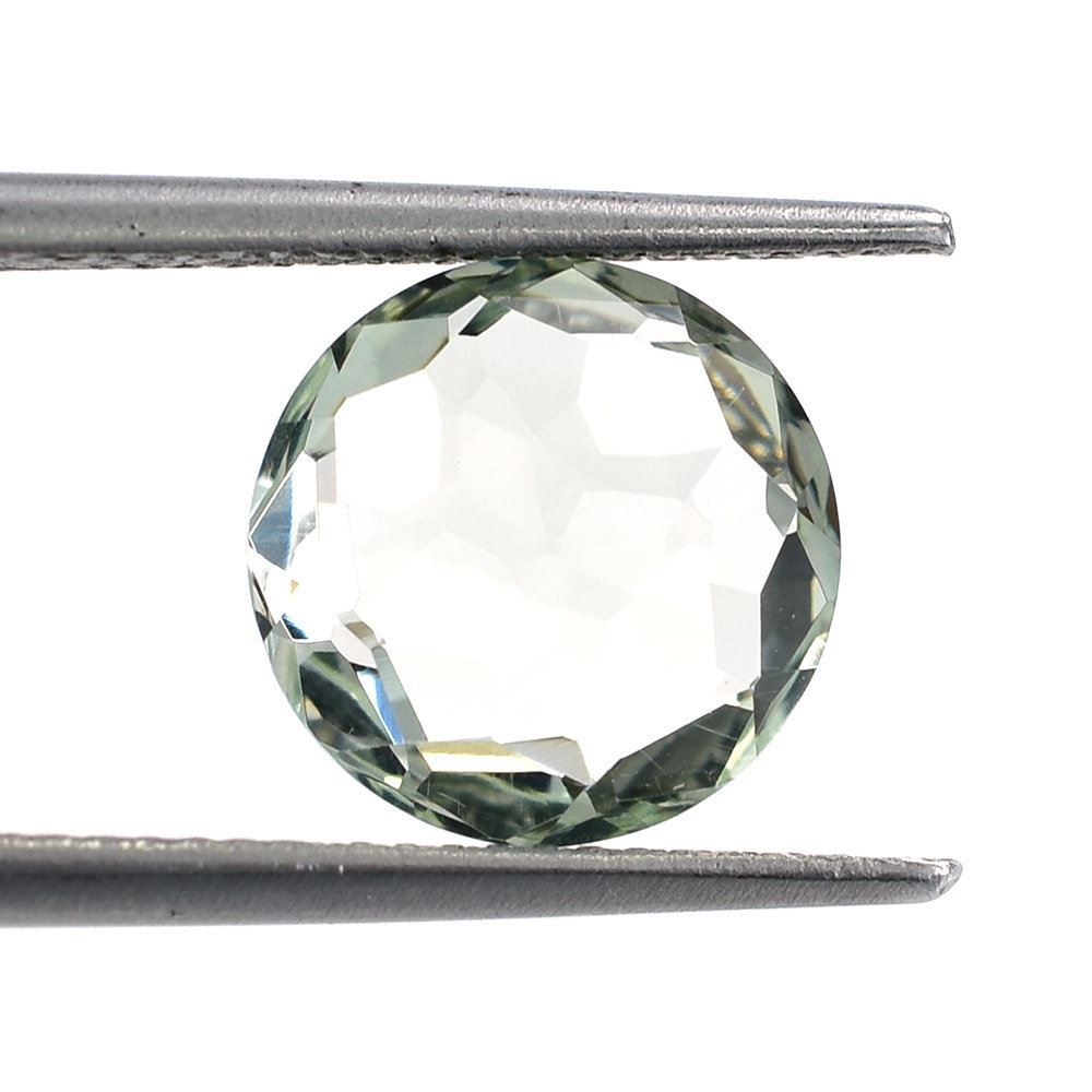 GREEN AMETHYST IRREGULAR CUT BRIOLETTE ROUND (C-1/CLEAN) 10.00MM 3.25 Cts.