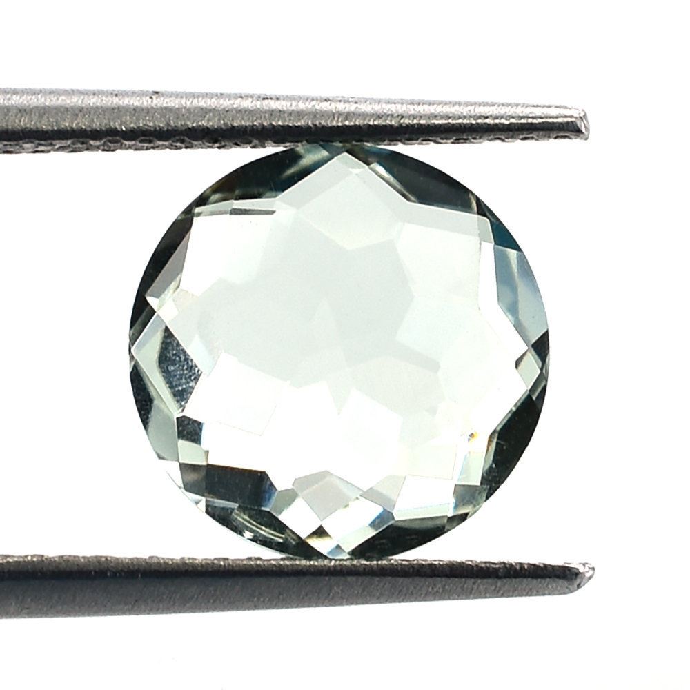 GREEN AMETHYST IRREGULAR CUT BRIOLETTE ROUND (C-3/CLEAN) 10.00MM 3.00 Cts.
