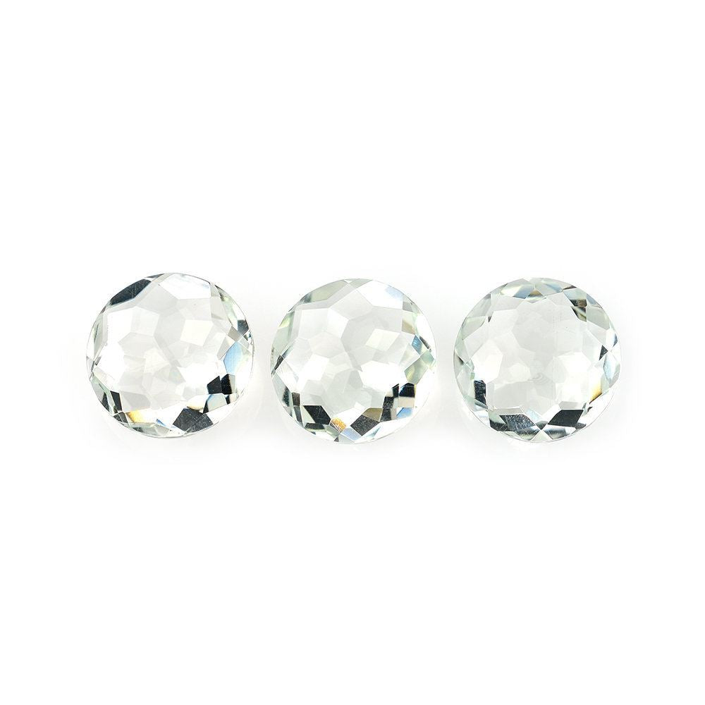 GREEN AMETHYST IRREGULAR CUT BRIOLETTE ROUND (C-3/CLEAN) 10.00MM 3.00 Cts.