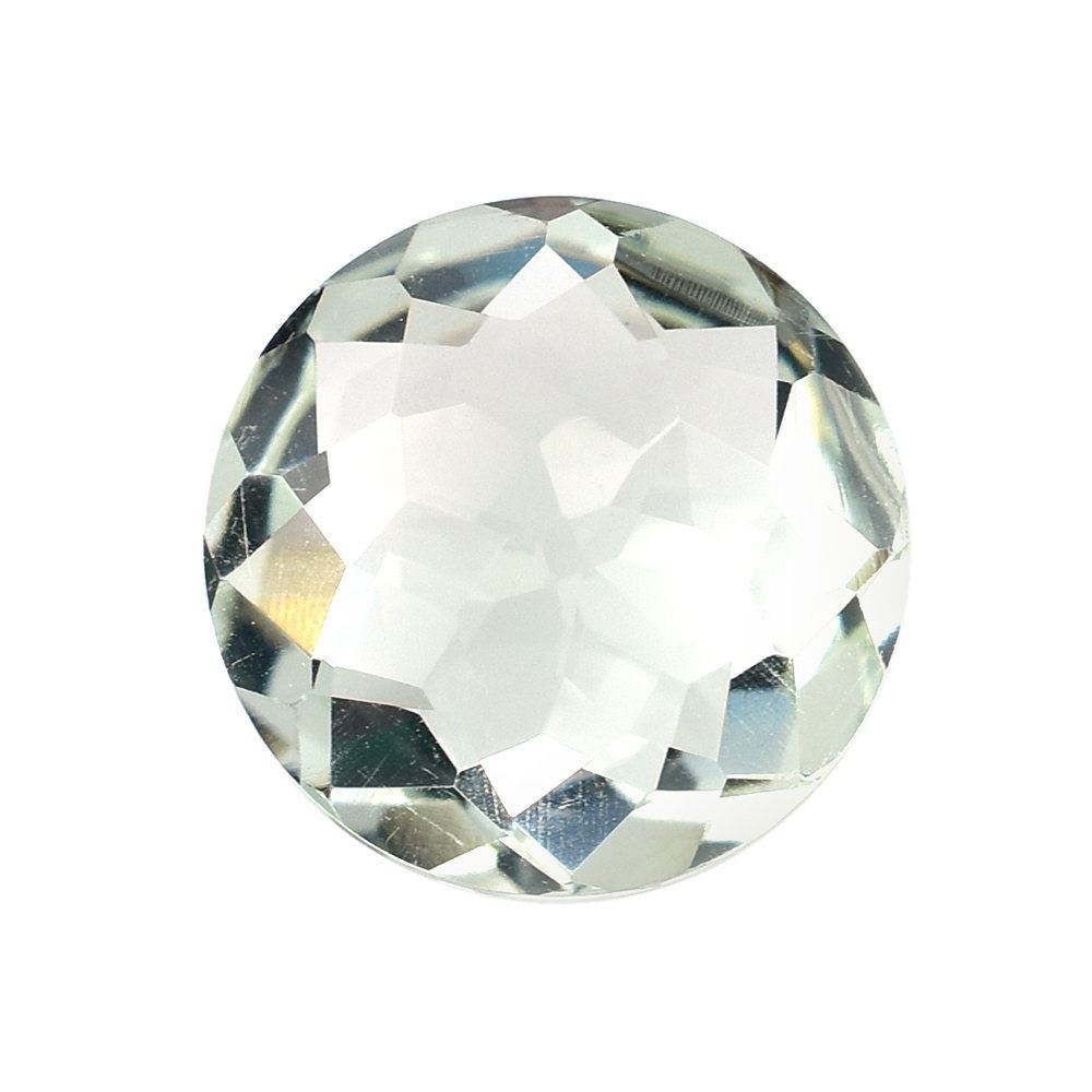 GREEN AMETHYST IRREGULAR CUT BRIOLETTE ROUND (C-2/CLEAN) 12.00MM 4.98 Cts.