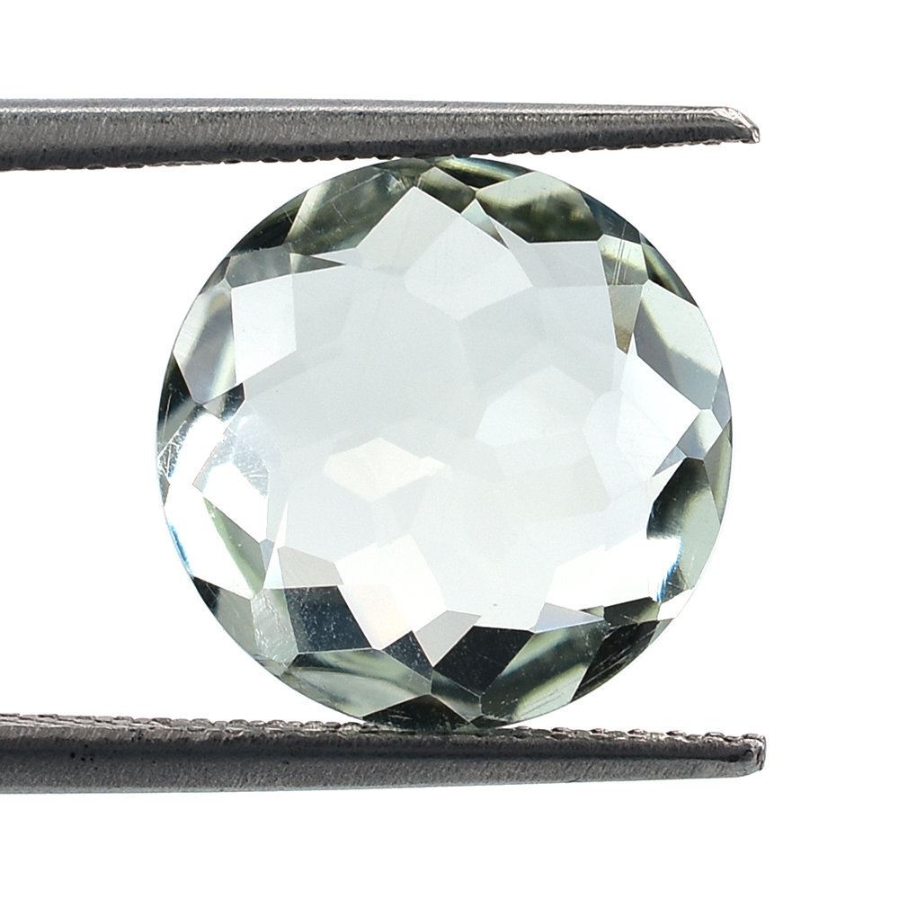 GREEN AMETHYST IRREGULAR CUT BRIOLETTE ROUND (C-2/CLEAN) 12.00MM 4.98 Cts.