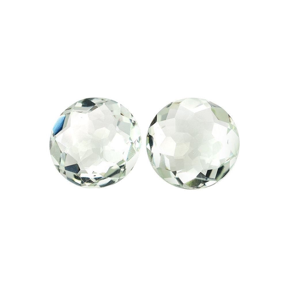 GREEN AMETHYST IRREGULAR CUT BRIOLETTE ROUND (C-2/CLEAN) 12.00MM 4.98 Cts.