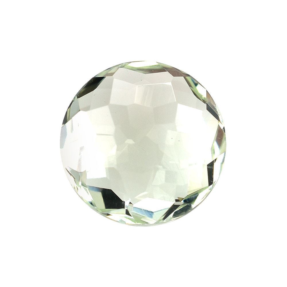 GREEN AMETHYST IRREGULAR CUT BRIOLETTE ROUND (C-2/CLEAN) 10.00MM 3.02 Cts.