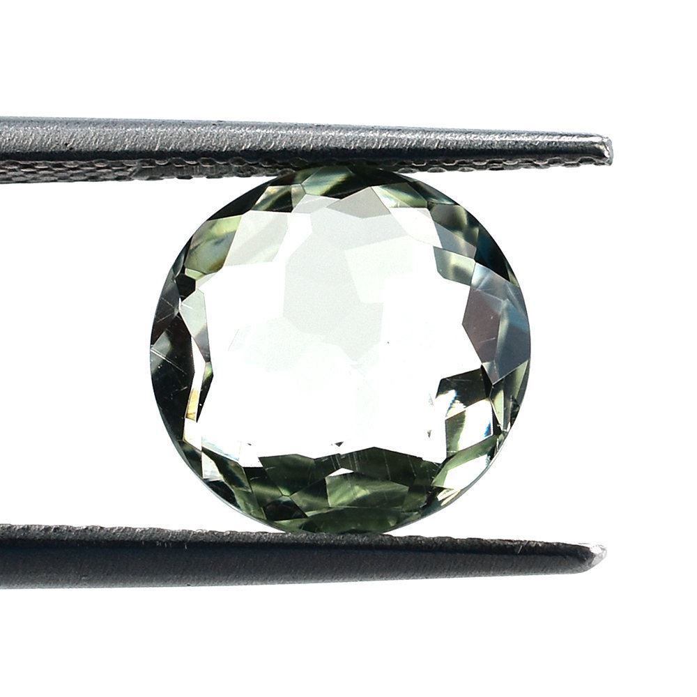 GREEN AMETHYST IRREGULAR CUT BRIOLETTE ROUND (C-2/CLEAN) 10.00MM 3.02 Cts.
