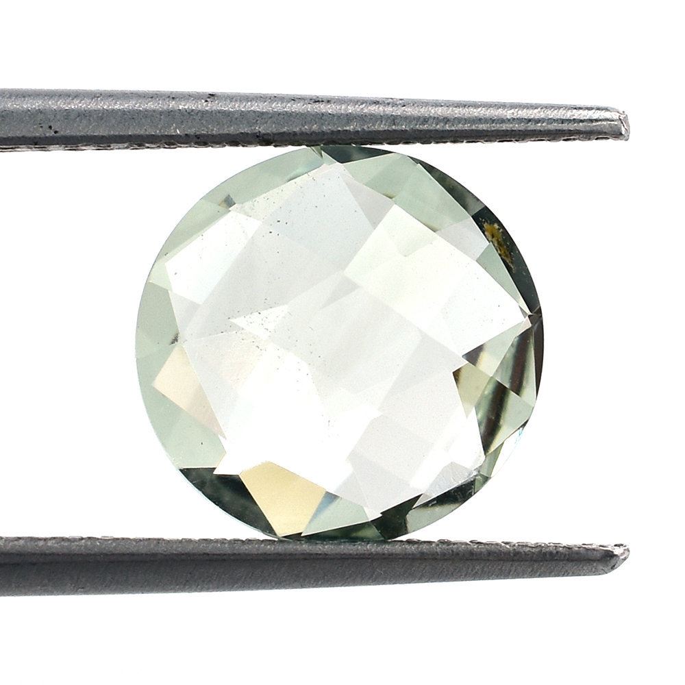 GREEN AMETHYST CHECKER CUT BRIOLETTE ROUND (C-1/CLEAN) 10.00MM 2.70 Cts.