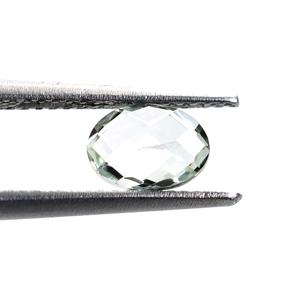 GREEN AMETHYST CHECKER CUT BRIOLETTE OVAL (C-3/SI) 7X5MM 0.75 Cts.