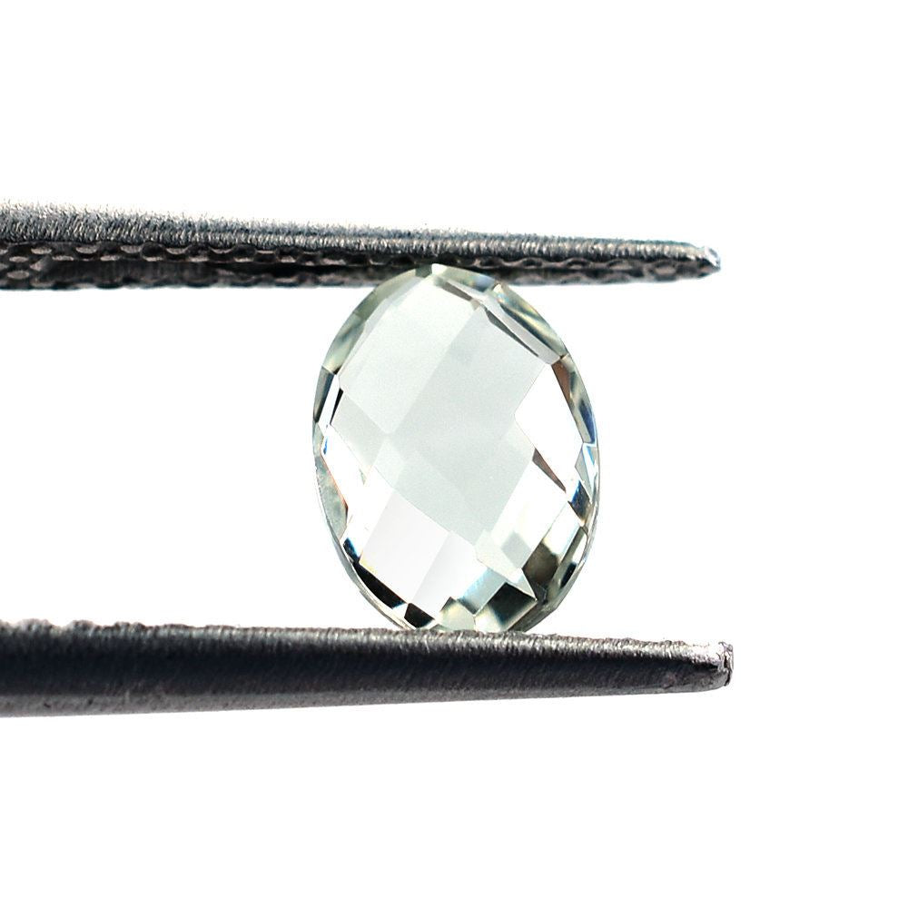 GREEN AMETHYST CHECKER CUT BRIOLETTE OVAL (C-3/CLEAN) 7X5MM 0.68 Cts.