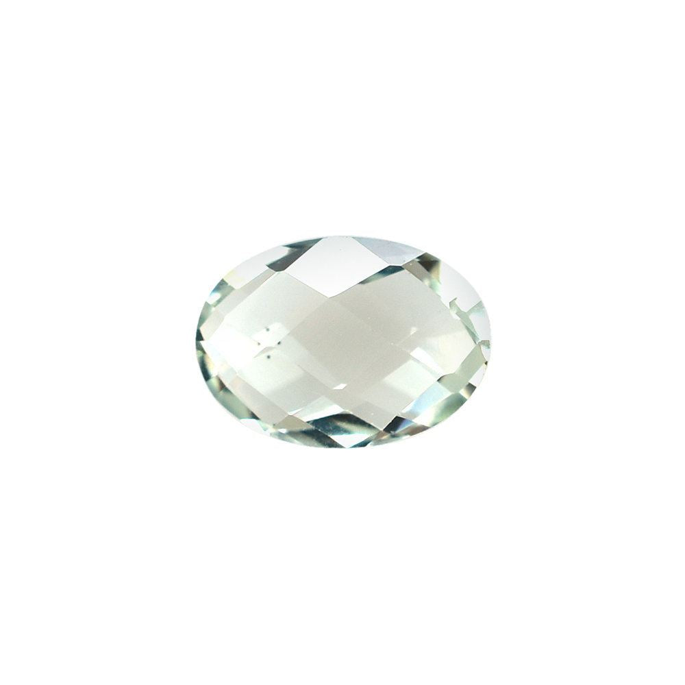 GREEN AMETHYST CHECKER CUT BRIOLETTE OVAL (C-1/CLEAN) 7X5MM 0.73 Cts.