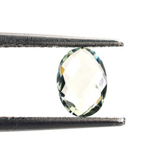 GREEN AMETHYST CHECKER CUT BRIOLETTE OVAL (C-1/CLEAN) 7X5MM 0.73 Cts.