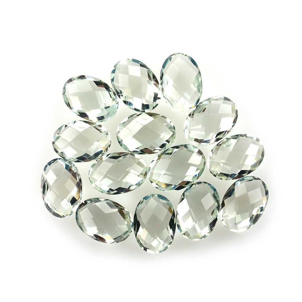 GREEN AMETHYST CHECKER CUT BRIOLETTE OVAL (C-1/CLEAN) 7X5MM 0.73 Cts.
